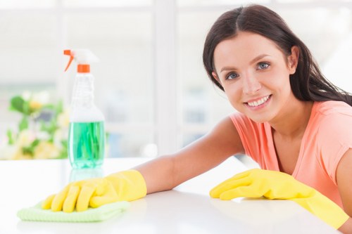 Curtain cleaning in a bright living room with fresh drapes